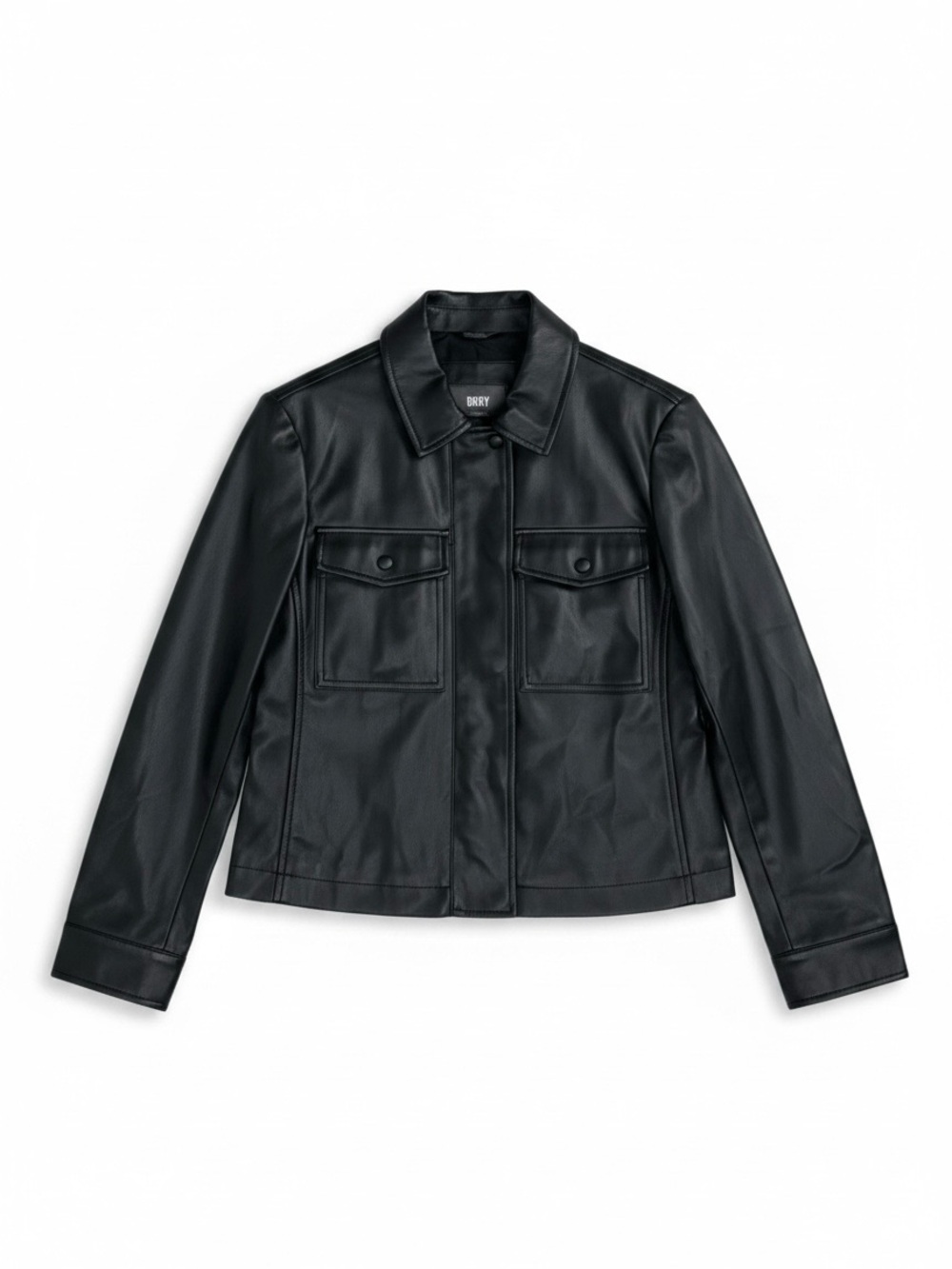 DKNY Cropped Faux Leather Jacket in Black - sz XS
